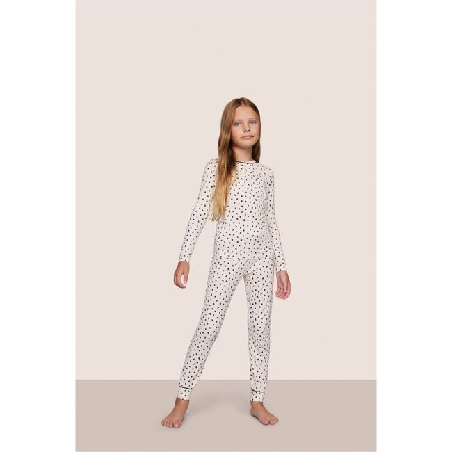 Kids Printed TENCEL™ Modal Unisex Long PJ Set, HEART TO HEART BLACK/BLACK
