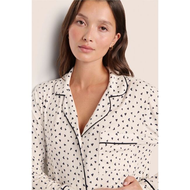 Gisele Printed TENCEL™ Modal Long PJ Set, HEART TO HEART BLACK/BLACK