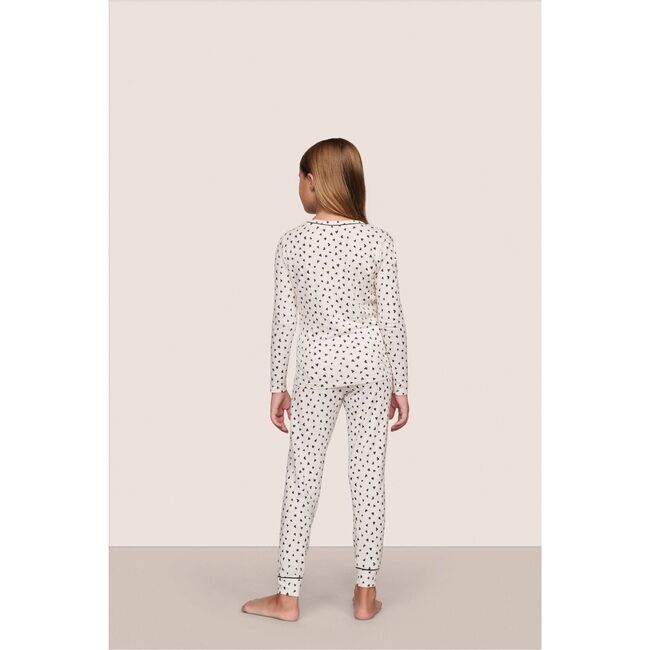 Kids Printed TENCEL™ Modal Unisex Long PJ Set, HEART TO HEART BLACK/BLACK - Pajamas - 3
