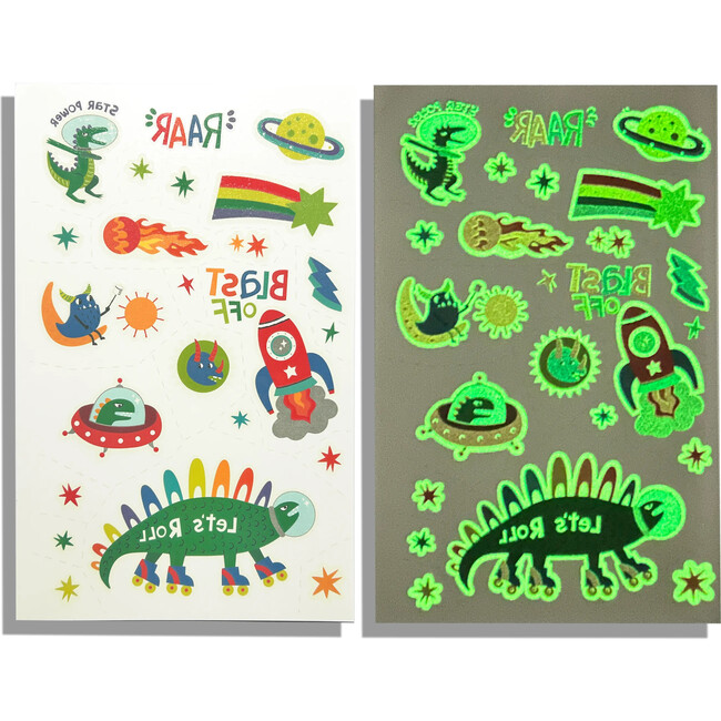 Tattoo Palooza Zero Gravity Dinos Glow Temporary Tattoos,Green