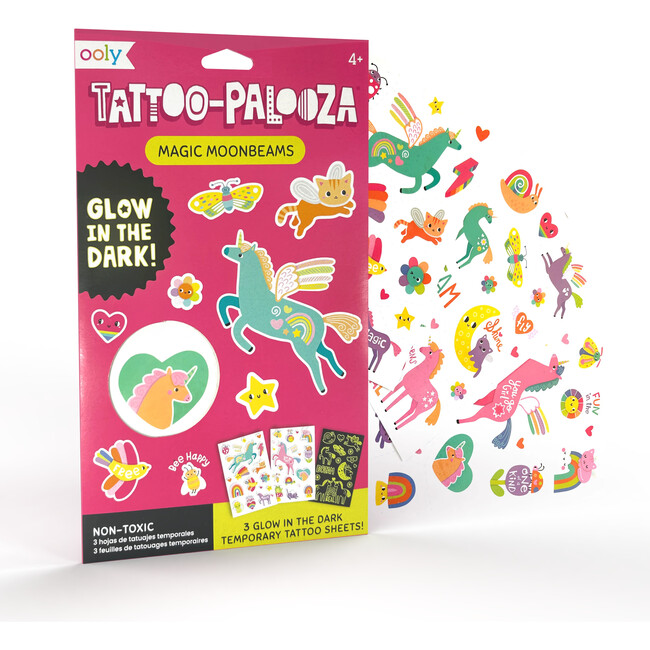 Tattoo Palooza Magic Moonbeams Glow Temporary Tattoos, Pink