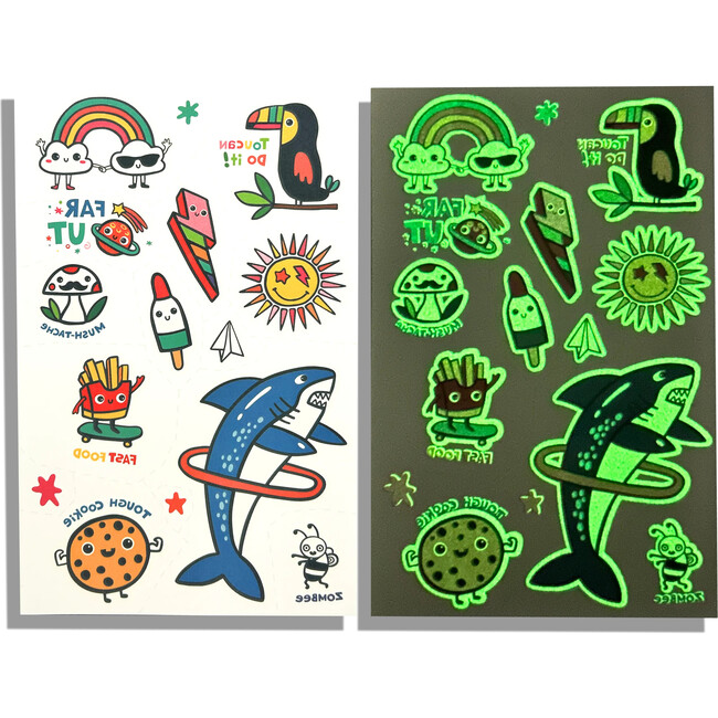 Tattoo Palooza Bright & Funny Glow Temporary Tattoos, Blue