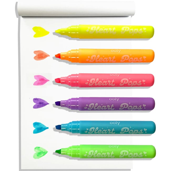 Heart Pops Neon Highlighters set of 6, Multi colors - Arts & Crafts - 3