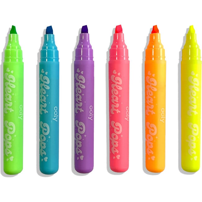 Heart Pops Neon Highlighters set of 6, Multi colors - Arts & Crafts - 8