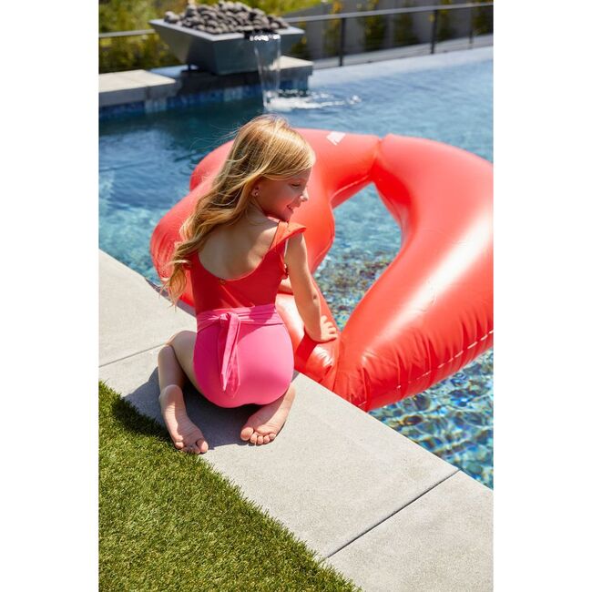 Ruffle Shoulder Belted Knot Waist One-Piece, Cosmo Pink