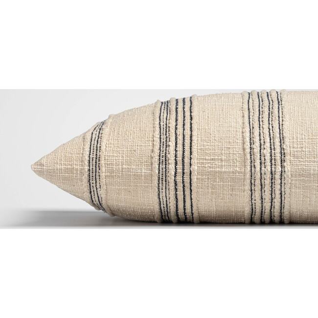 Tide Stripe Blue & Ivory Distressed Lumbar Pillow, 14