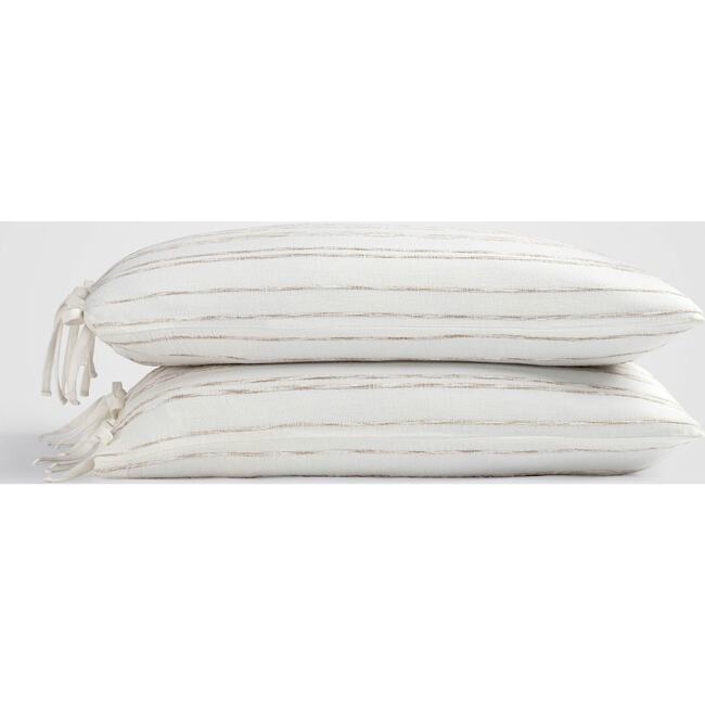 White & Beige Stripe Sham Set