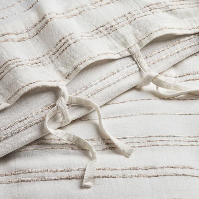 White & Beige Stripe Duvet Cover