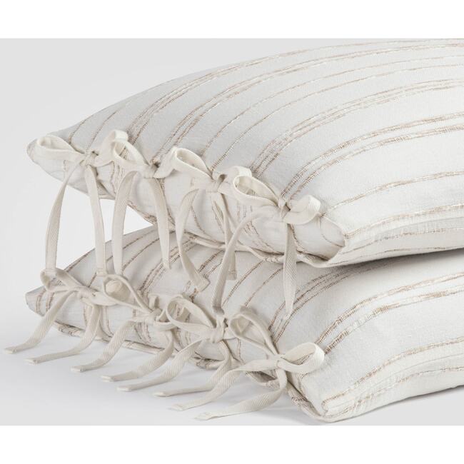 White & Beige Stripe Sham Set