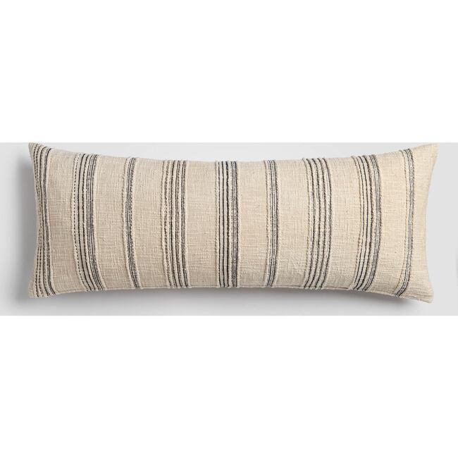 Tide Stripe Blue & Ivory Distressed Lumbar Pillow, 14 - Decorative Pillows - 5