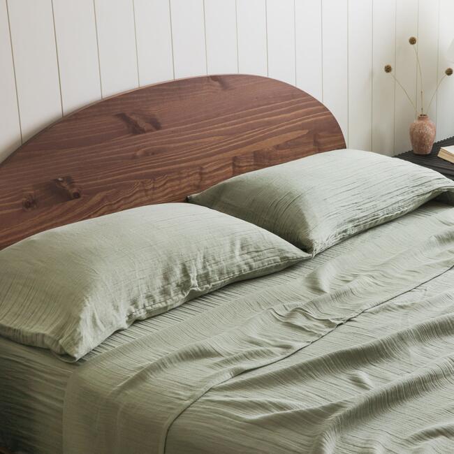 Zen Crinkled Comfort Flat Sheet, Matcha - Sheets - 5