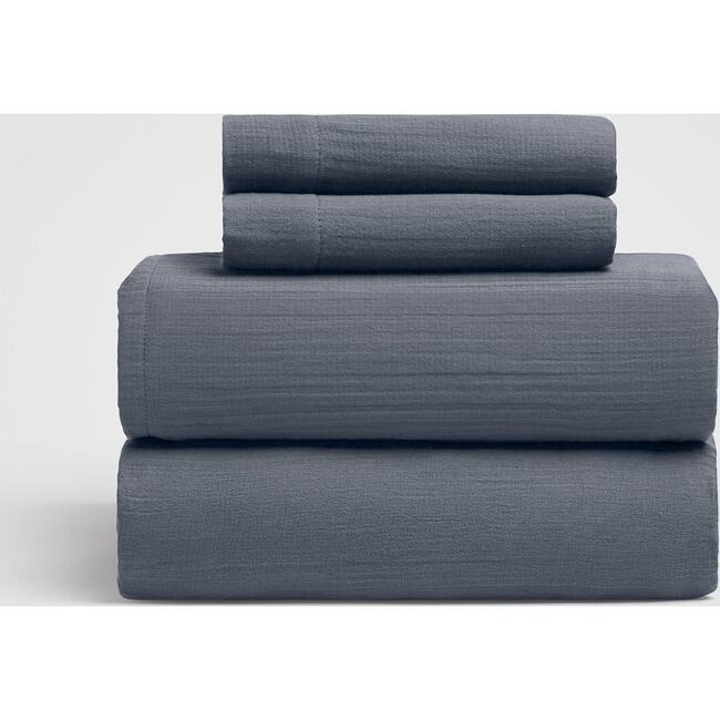 Oasis Crinkled Comfort 4-Piece Sheet Set, Midnight Tide