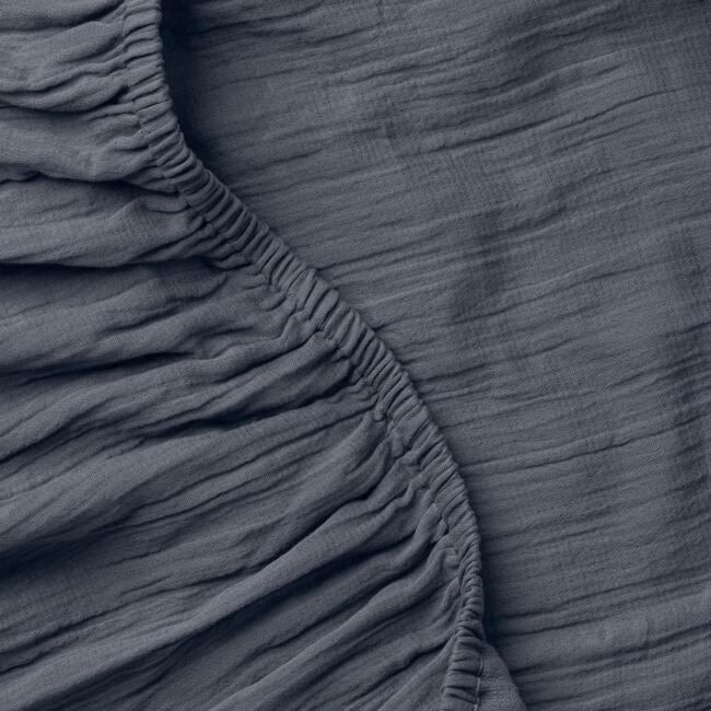 Oasis Crinkled Comfort Fitted Sheet, Midnight Tide