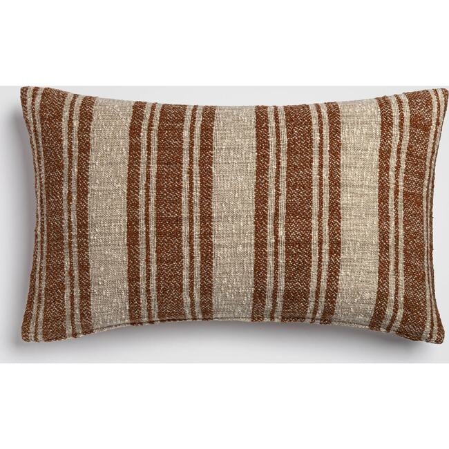 Desert Rust Stripe Orange & Ivory Lumbar Pillow - Decorative Pillows - 6