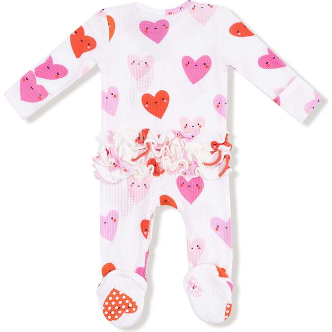 2 Way Ruffle Zipper Footie, Happy Hearts