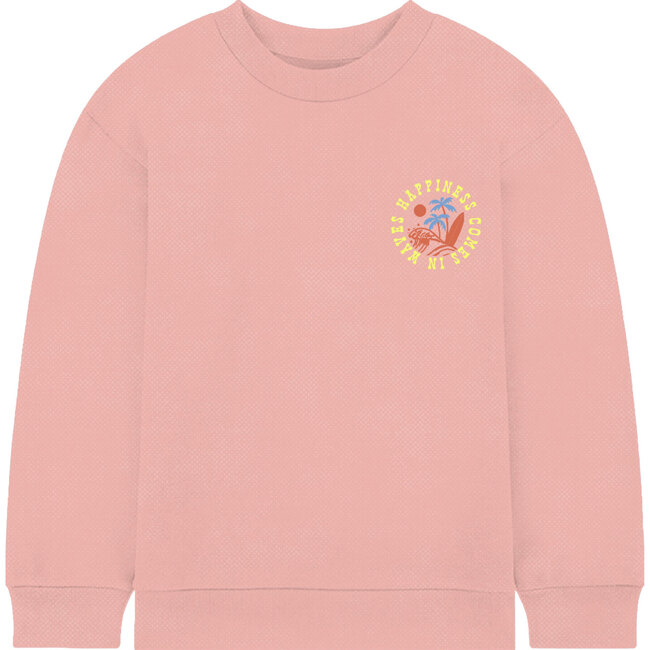 Kids Sun & Waves Crew Neck Sweatshirt, Rose