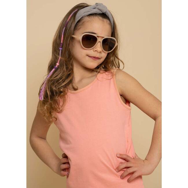 Teens Aviator Rounded Bottom Polarized Sunglasses, Creamy White