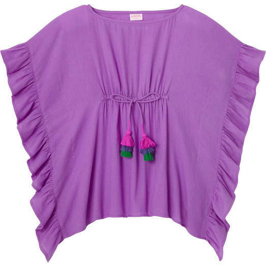 Lea Beach Ruffle Trim Cover-Up Caftan, Purple