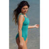 Bahamas Lurex Tie-Strap One-Piece Swimsuit, Peacock Green & Gold - One Pieces - 2
