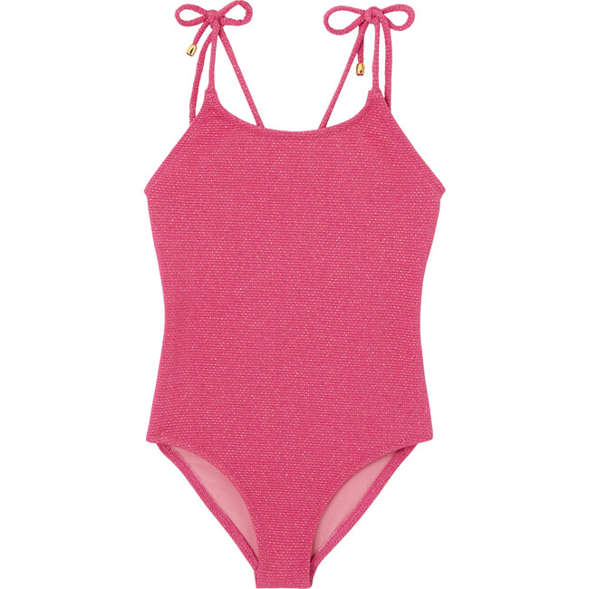 Bahamas One-Piece Glittery Lurex Swimsuit, Raspberry