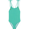 Bahamas One-Piece Glittery Lurex Swimsuit, Aqua - One Pieces - 1 - thumbnail