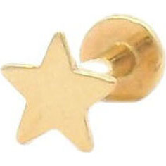 Star Flat Back Single Stud Earring in 14k Gold
