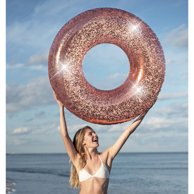 Jumbo 48"  Pool Tube, Rose Gold Glitter