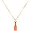 Chill Pill Enamel Necklace, Gold, Pink - Necklaces - 1 - thumbnail