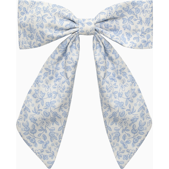 Catherine Hair Bow With Tails Blue Floral