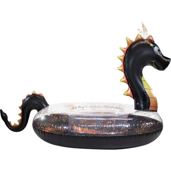 Glitter Dragon Gigantic Beach & Pool Raft - Black with Red Glitter - Pool Floats - 1