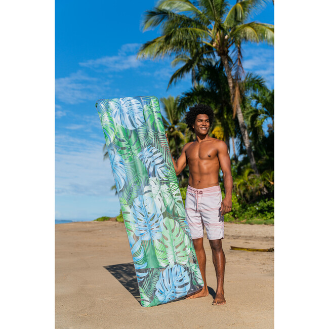 Resort Collection Deluxe Pool Raft 74 x 30" with Tropical Print, Green