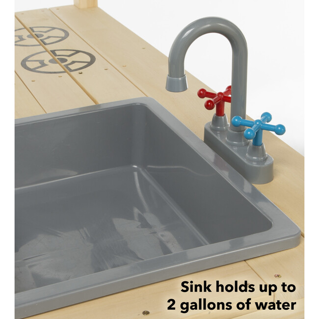 Wooden Mud Kitchen Sensory Play Station with Metal Accessories - Water Toys - 6