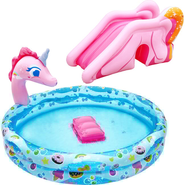 Spray N Splash Unicorn Pool w/ Inflatable Water Slide - Pool Toys - 3