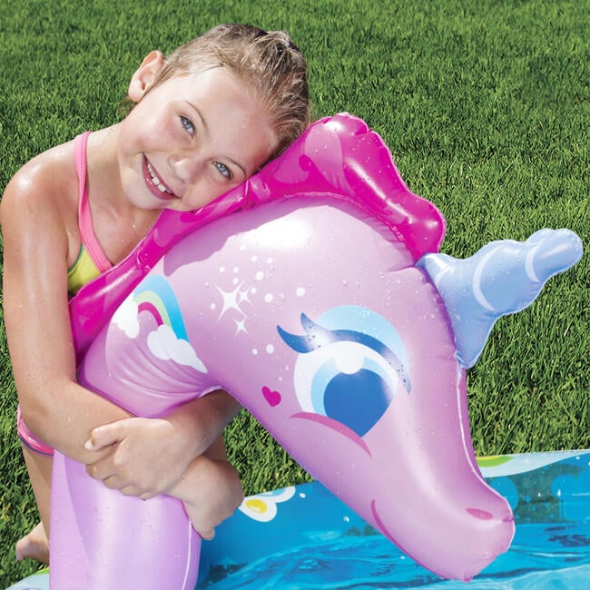 Spray N Splash Unicorn Pool w/ Inflatable Water Slide - Pool Toys - 4
