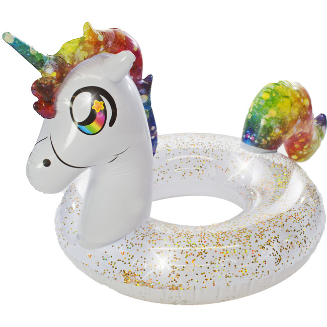 Glitter Unicorn 48" Jumbo Beach & Pool Tube, White