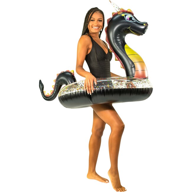 Glitter Dragon 40" Beach & Pool Tube, Black