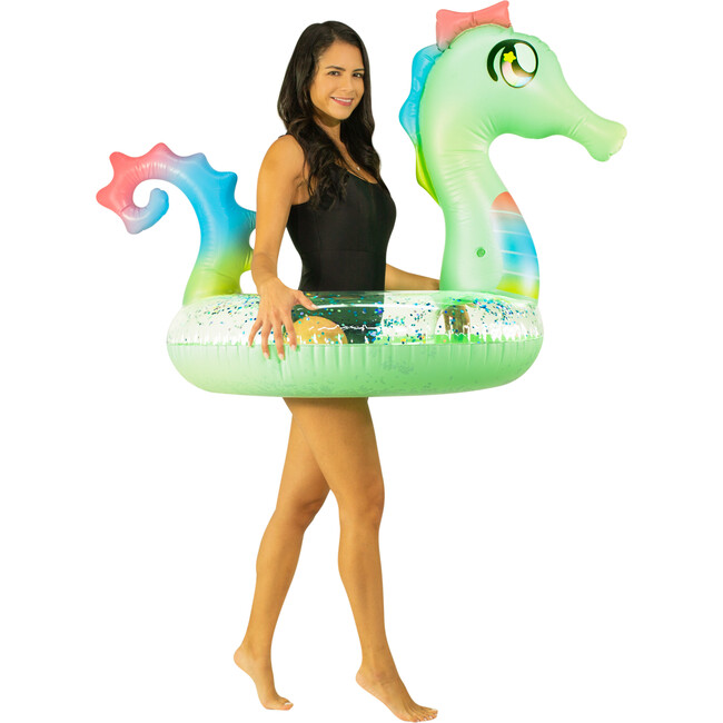 Glitter Seahorse 40" Beach & Pool Tube, Green
