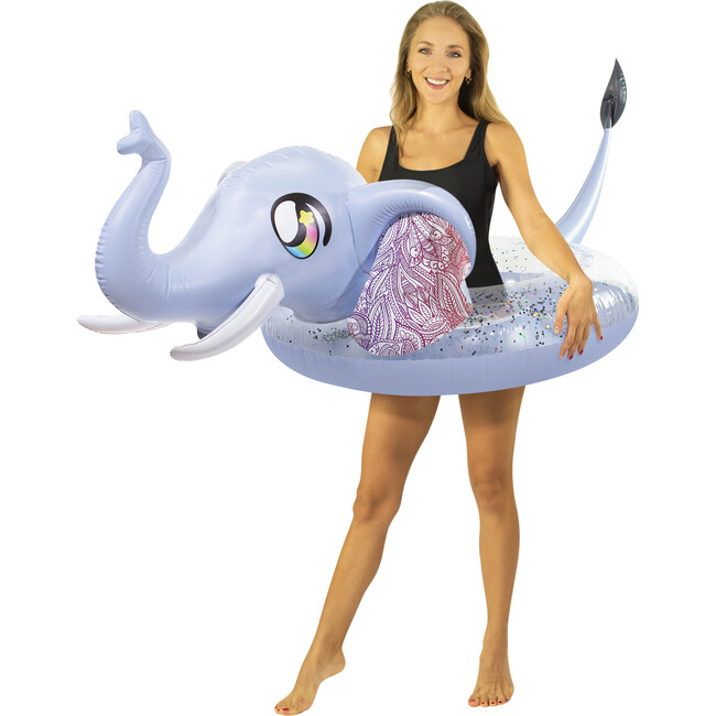Glitter Elephant 42" Beach & Pool Tube, Grey