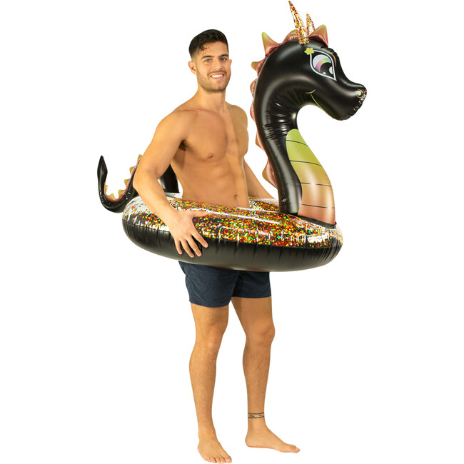 Glitter Black Dragon 42" Beach & Pool Tube, Black