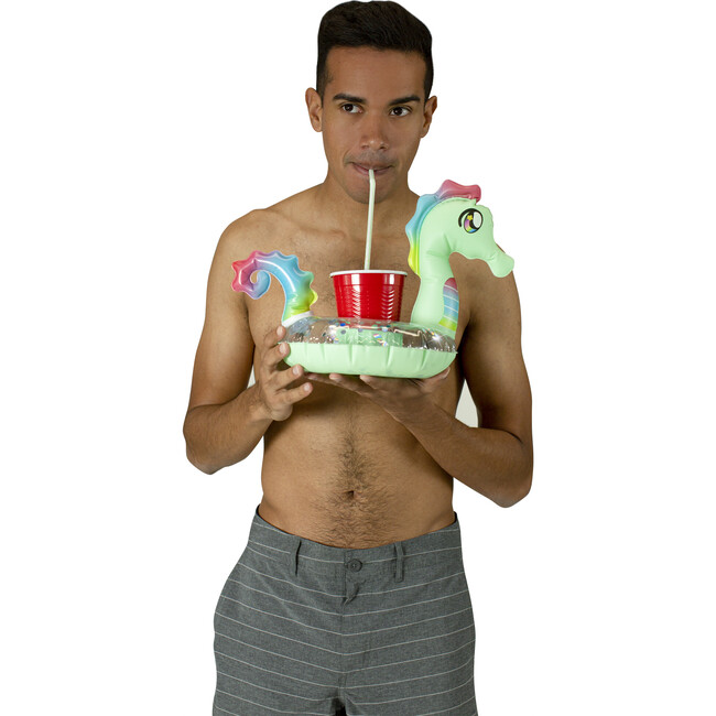 Glitter Seahorse Party Animal Pack 48" Tube with Matching Drink Float, Green