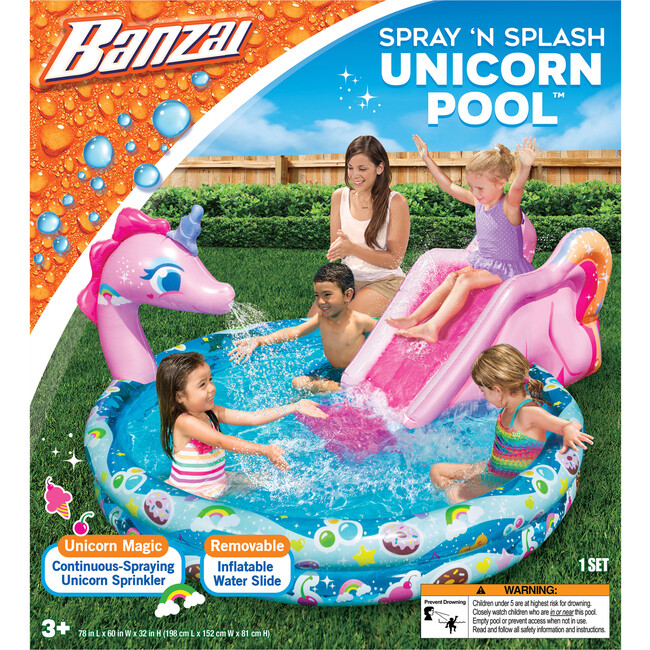 Spray N Splash Unicorn Pool w/ Inflatable Water Slide - Pool Toys - 10