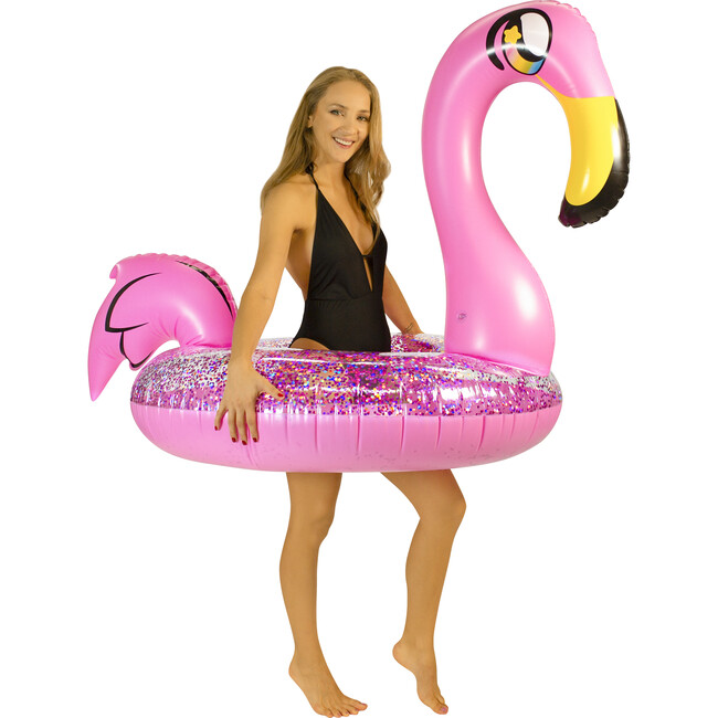 Glitter Flamingo 48" Jumbo Beach & Pool Tube, Pink