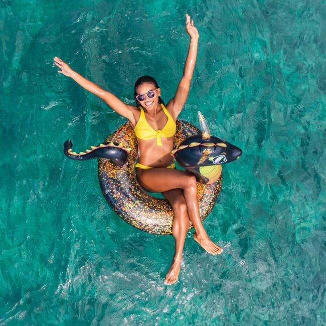 Glitter Dragon 40" Beach & Pool Tube, Black - Pool Floats - 4