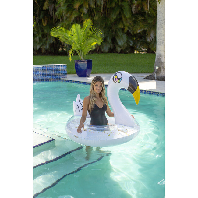 Glitter Swan with Wings 48" Jumbo Pool Tube