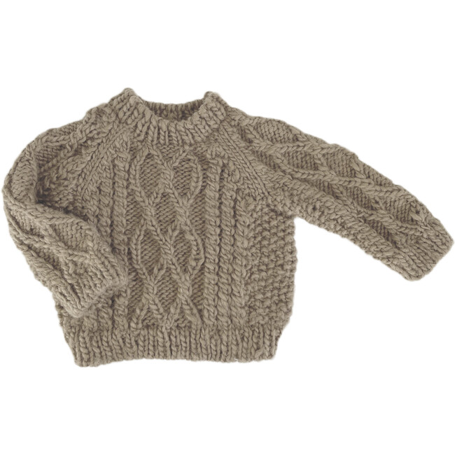 Fisherman Knit Sweater, Flax - Sweaters - 1