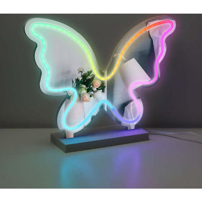 Neon Art Desktop /Wall Sign & Mirror -Butterfly