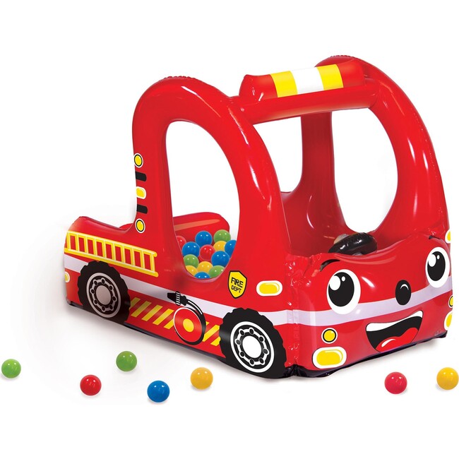 Banzai Rescue Fire Truck Play Center Inflatable Ball Pit -Includes 20 Balls
