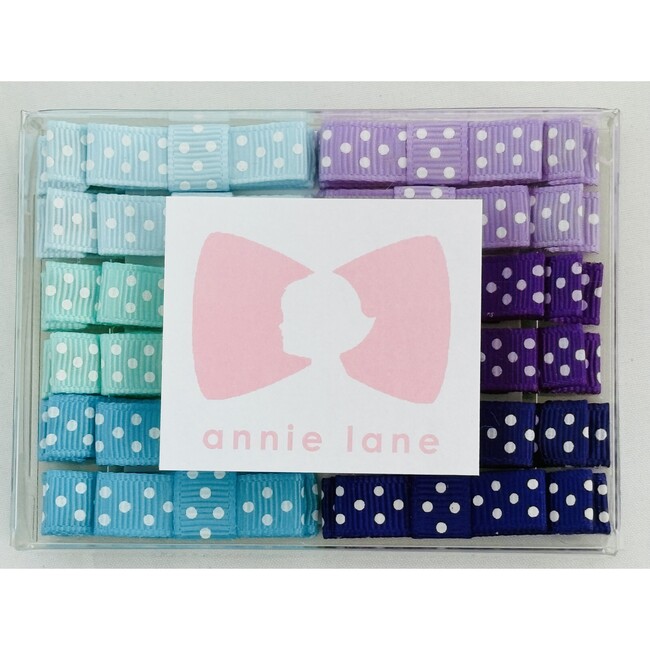 Twelve Bows Box Set, Blue/purple polka dot pairs