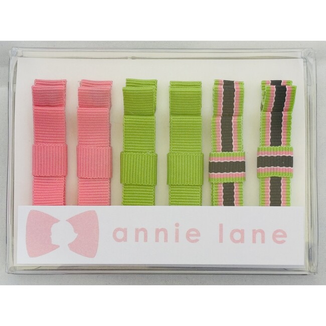 Six Bows Box Set, Pink/navy/green pairs