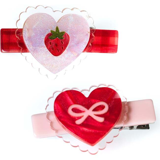Sweetheart Strawberry Shimmer Hair Clips